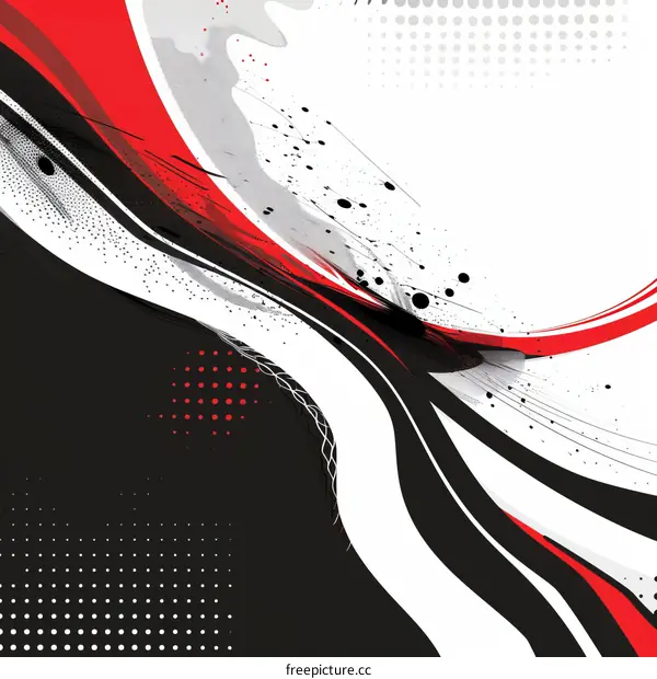 Black red and white modern abstract painting