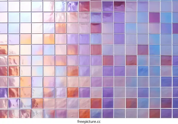 Gradient Square Mosaic Wall Tiles with Peach, Lavender, Blue and Silver