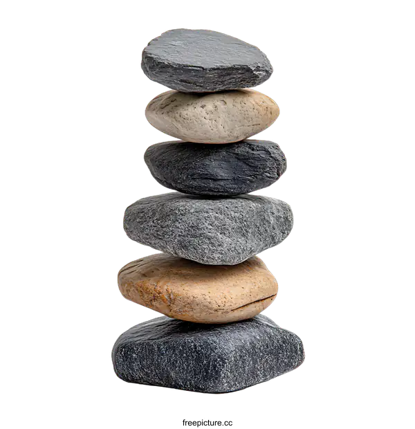 [Transparent Background PNG]Balanced Stack of Stones Zen Garden