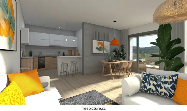 Modern Open-Plan Apartment Interior Design