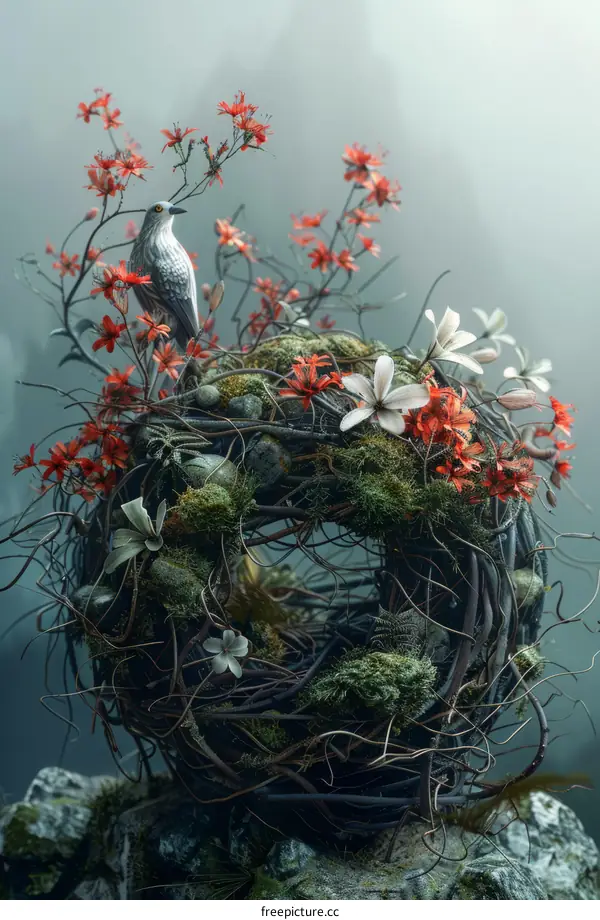 Floral and Avian Artistic Installation