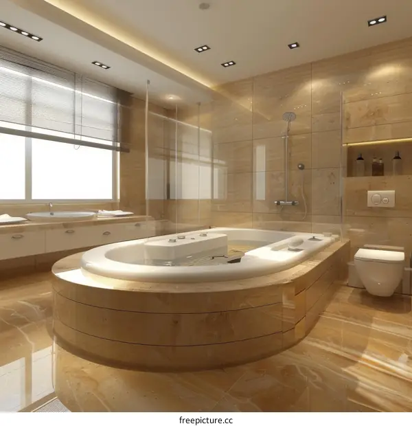 Modern Luxury Bathroom Design with Oval Jacuzzi