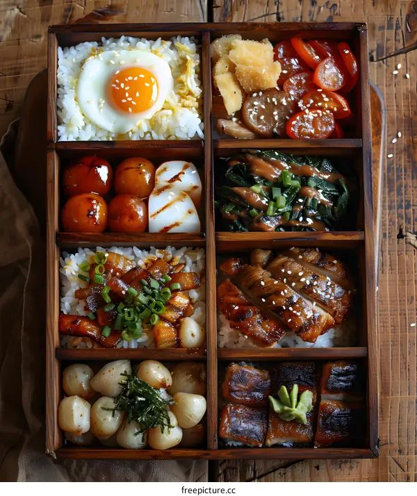 A delicious and healthy Japanese bento box with a variety of dishes