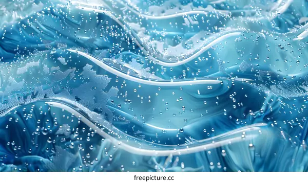 Blue translucent waves with bubbles
