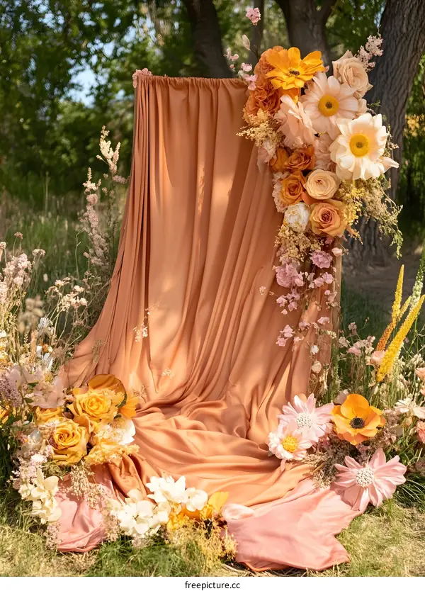 Orange and Pink Flowers Background for Wedding or Event
