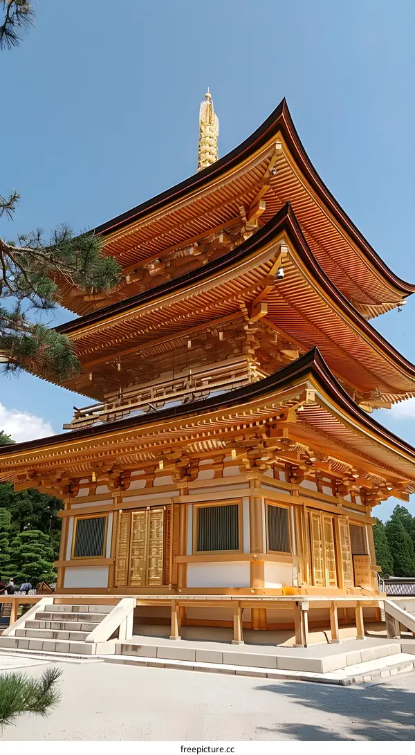 Golden Pagoda at Toji Temple in Kyoto Japan