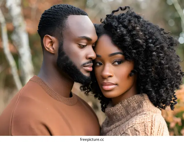 Close Up Portrait Of Black Couple In Love