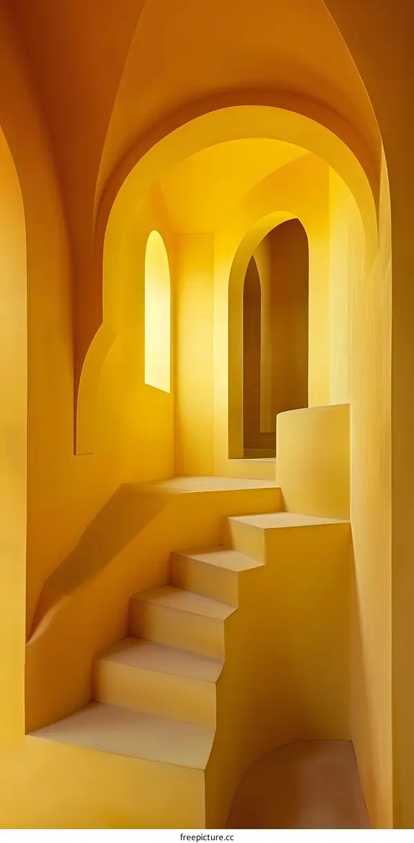 Yellow Staircase in Modern Building