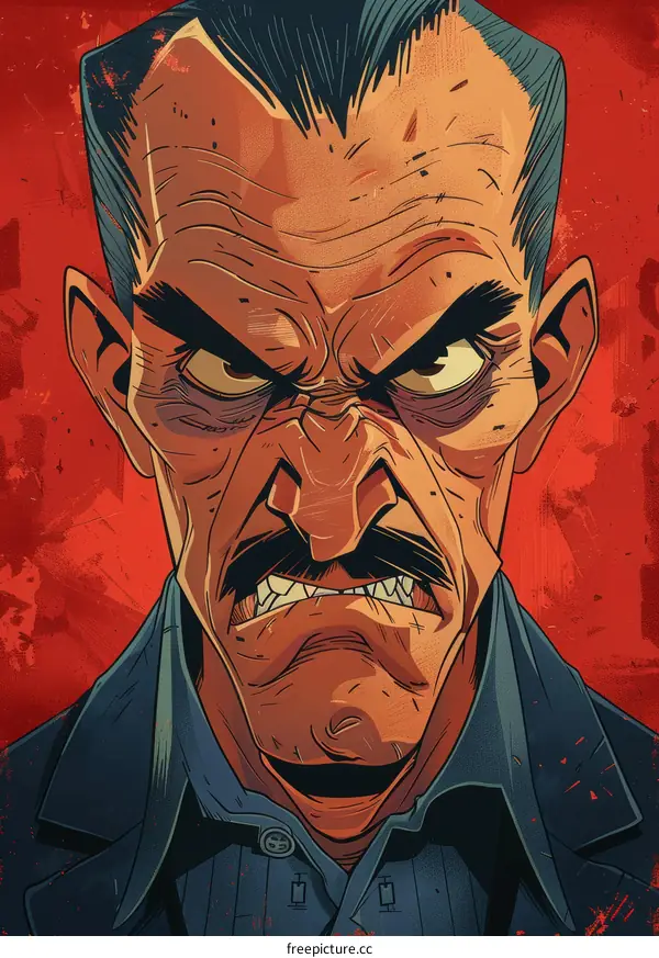 Angry Man Portrait Illustration