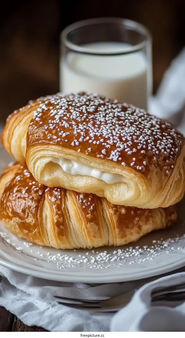 Delicious Cream-Filled Croissants with Powdered Sugar