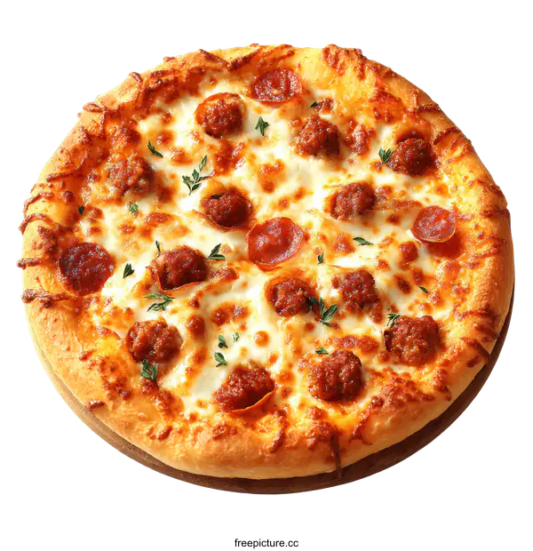 [Transparent Background PNG]Delicious Pizza with Pepperoni and Meatballs