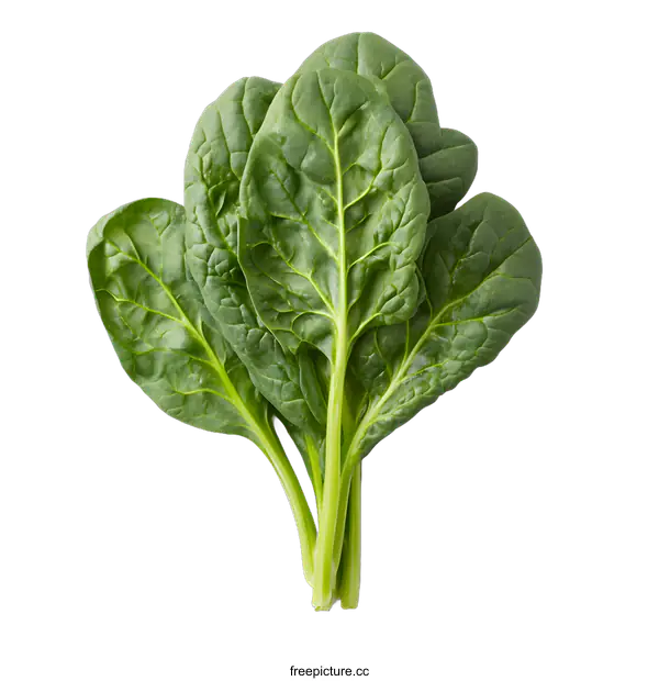 [Transparent Background PNG]Fresh Green Spinach Leaves on White Background