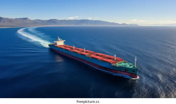 Large container ship underway at sea