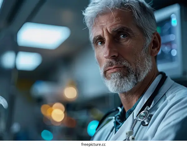 Serious Doctor in Hospital Room, Portrait of a Doctor