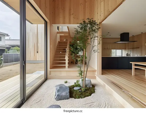 Modern Japanese Home with Zen Garden Interior Design