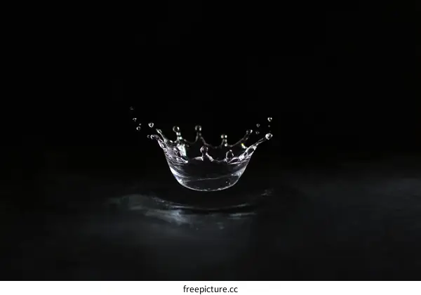 Water Drop Splash in Dark Background