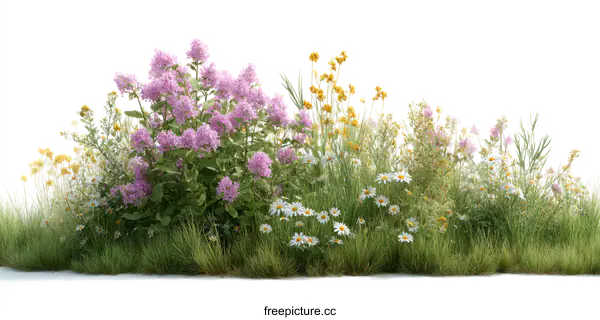 [Transparent Background PNG]Spring Meadow Flowers and Plants