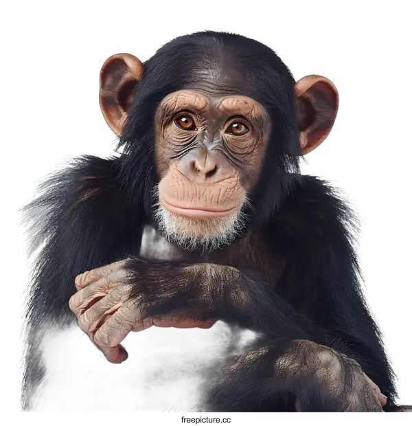 [Transparent Background PNG]A chimpanzee looking at the camera