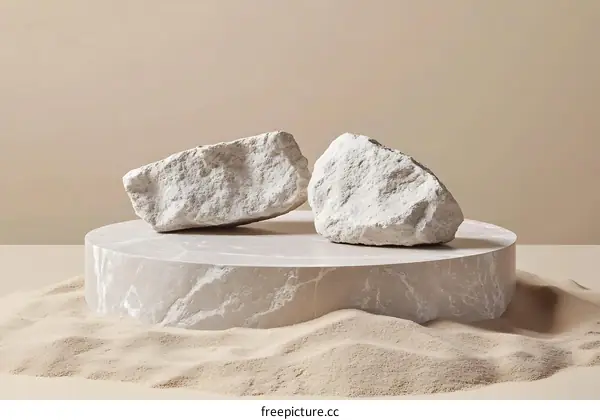 Beige Stones on Marble Display Stand
