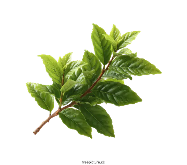 [Transparent Background PNG]Fresh Green Leaves on a Branch