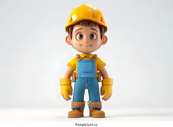 Cute Cartoon Construction Worker