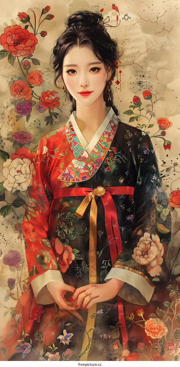 A beautiful Korean woman in traditional dress