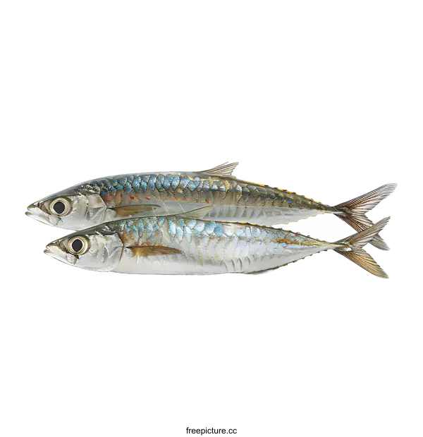 [Transparent Background PNG]Two Fresh Mackerel on White Background