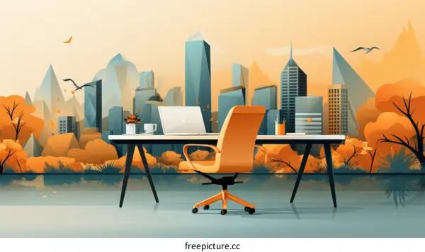 Workplace with a city view