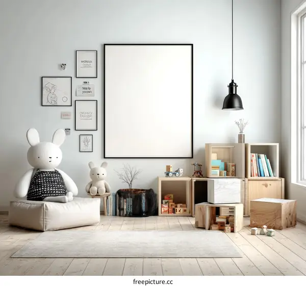 Modern Childrens Room Illustration with Toys and Decorations