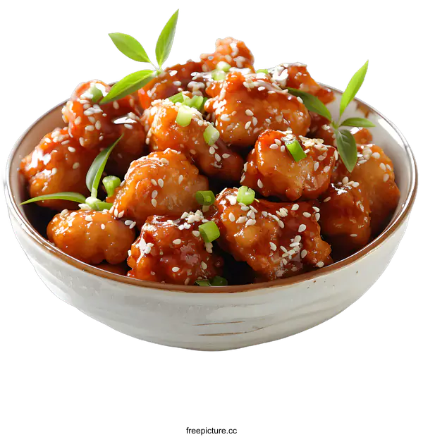 [Transparent Background PNG]bowl of sesame chicken