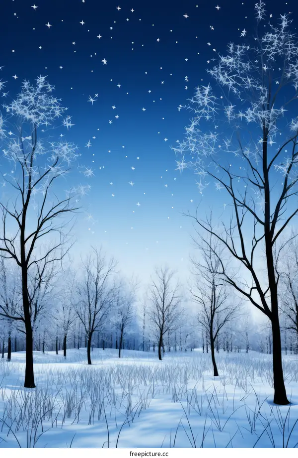 Winter Wonderland: A Serene Snow Forest by Night