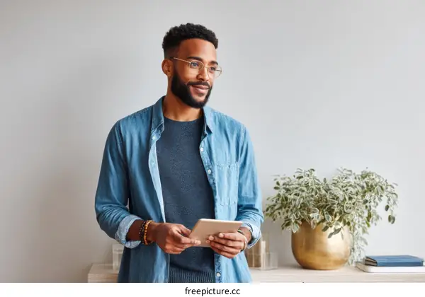 African American Man Using Digital Tablet