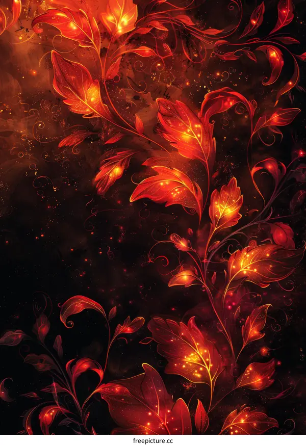 Golden Flowers Shining Like Neon Lights