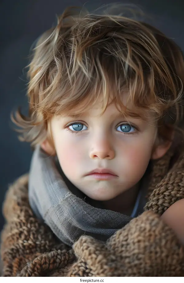 Portrait of a young boy with blue eyes