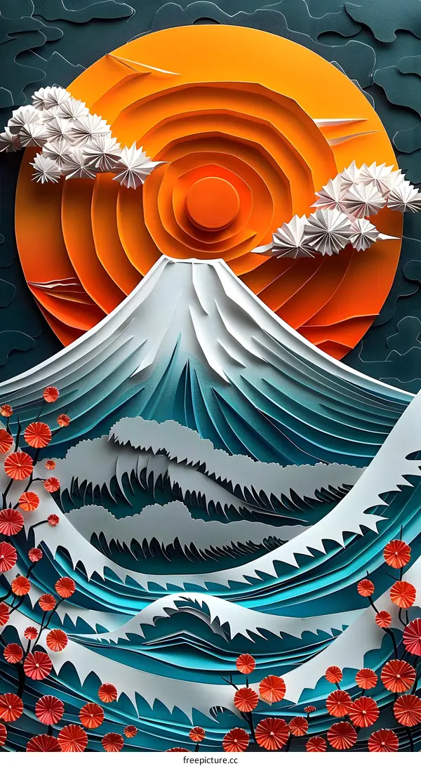 Papercraft Mountain and Ocean