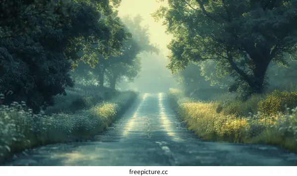 Lush Green Forest Road