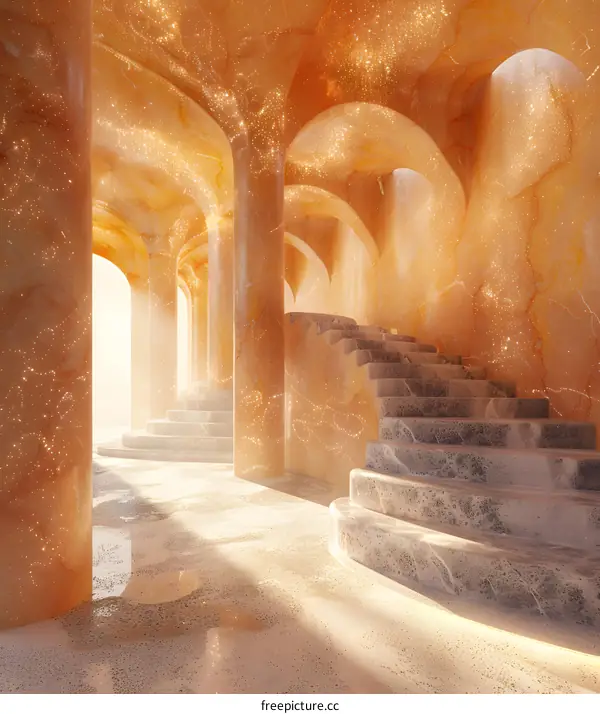 Grand Marble Staircase: Architecture and Perspective