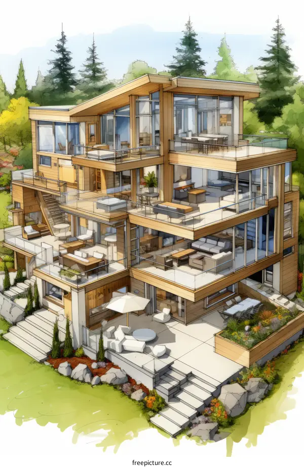 An Impressive Multi-Story Home with Modern Architecture and Design