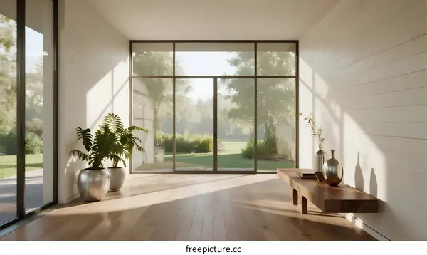 Bright and spacious modern interior with large windows and natural light