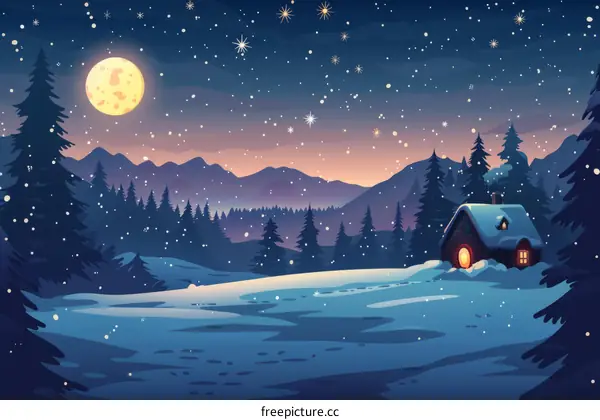 A Snowy Night in the Mountains