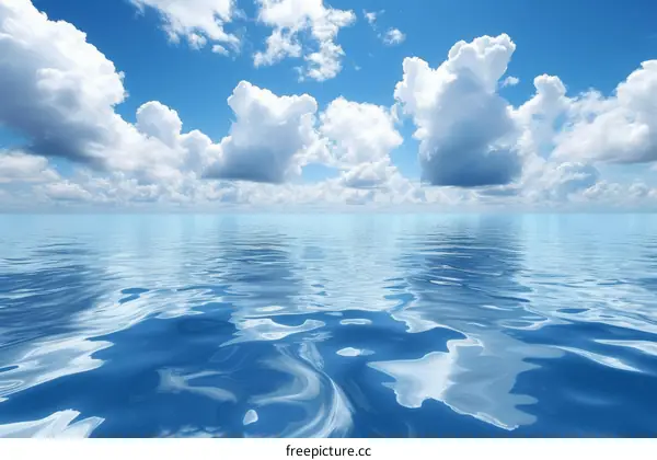 Blue sky and white clouds over the ocean