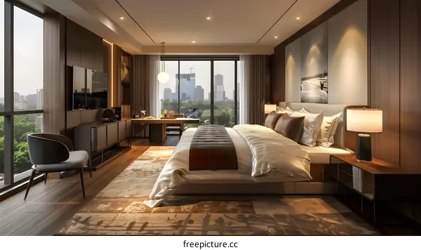 Interior design of a luxury hotel room