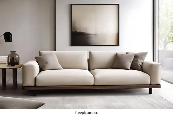 Modern Minimalist Sofa in a Cozy Living Room