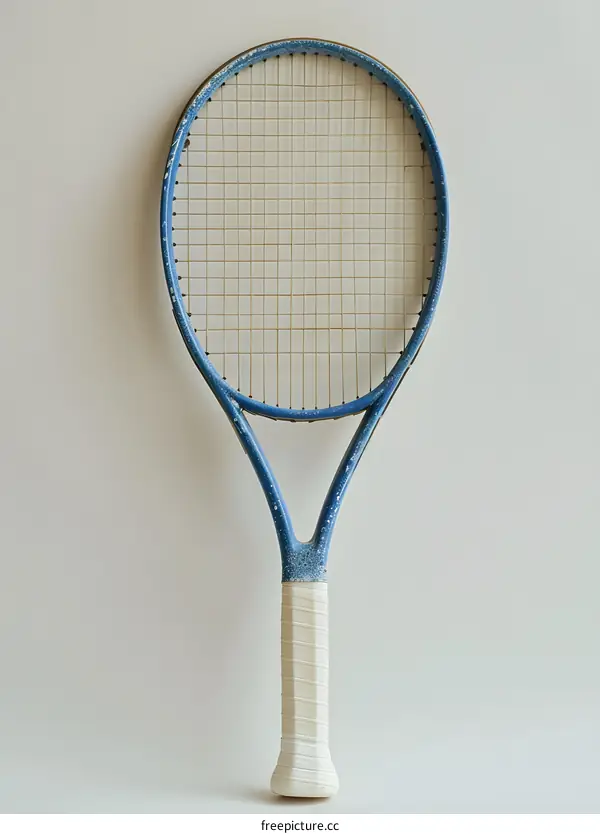 Blue and White Tennis Racket
