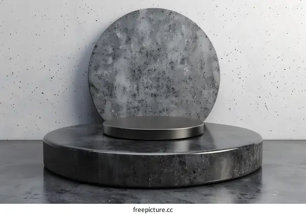 Concrete Circle Platform Stand With White Background