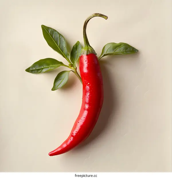 red hot chili pepper on beige background