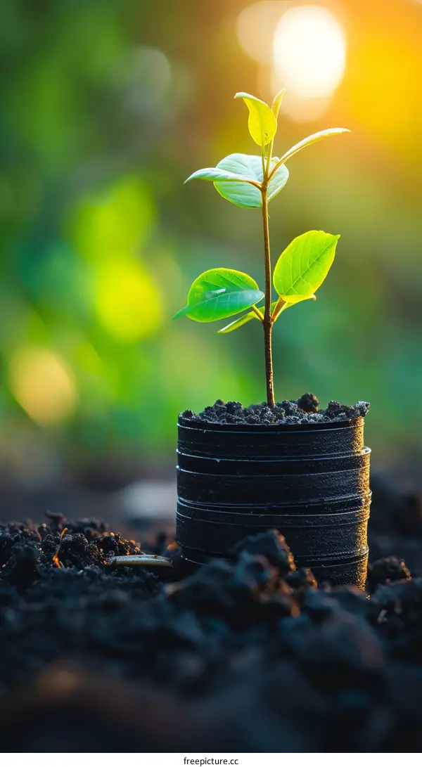 Small Plant Growing in a Pot