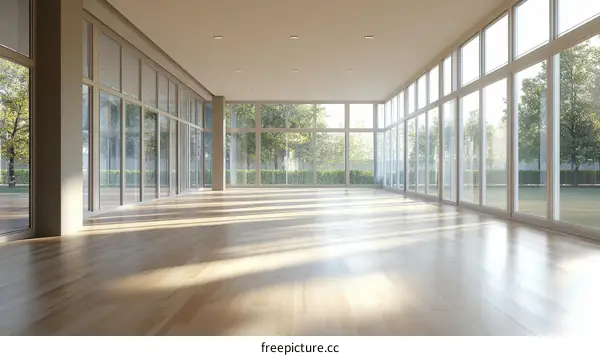 Empty Modern Open-Plan Space With Large Windows