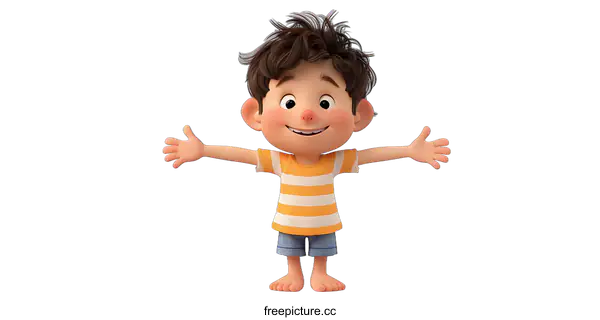 [Transparent Background PNG]Cartoon Boy with Open Arms