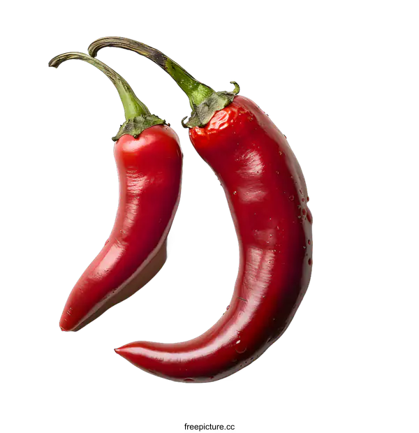 [Transparent Background PNG]Two Red Chili Peppers on White Background